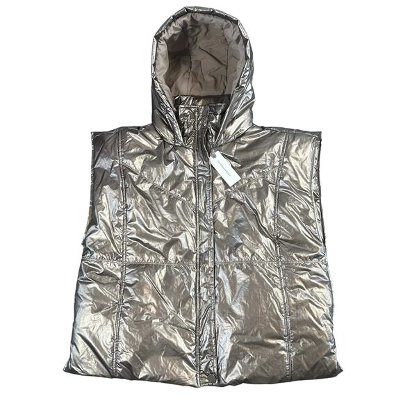 Daily Practice by Anthropologie Metallic Hooded Puffer Vest Size XS - Picture 2 of 8